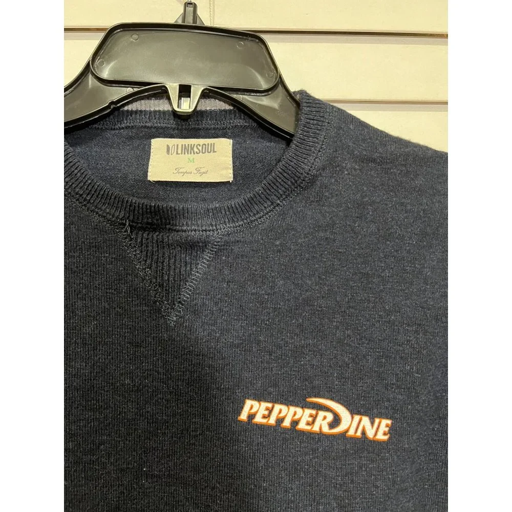 Linksoul Pepperdine University Navy Cotton Cashmere Crewneck Sweater Mens Medium - Picture 2 of 5